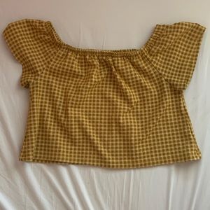 womens yellow off the shoulder crop top